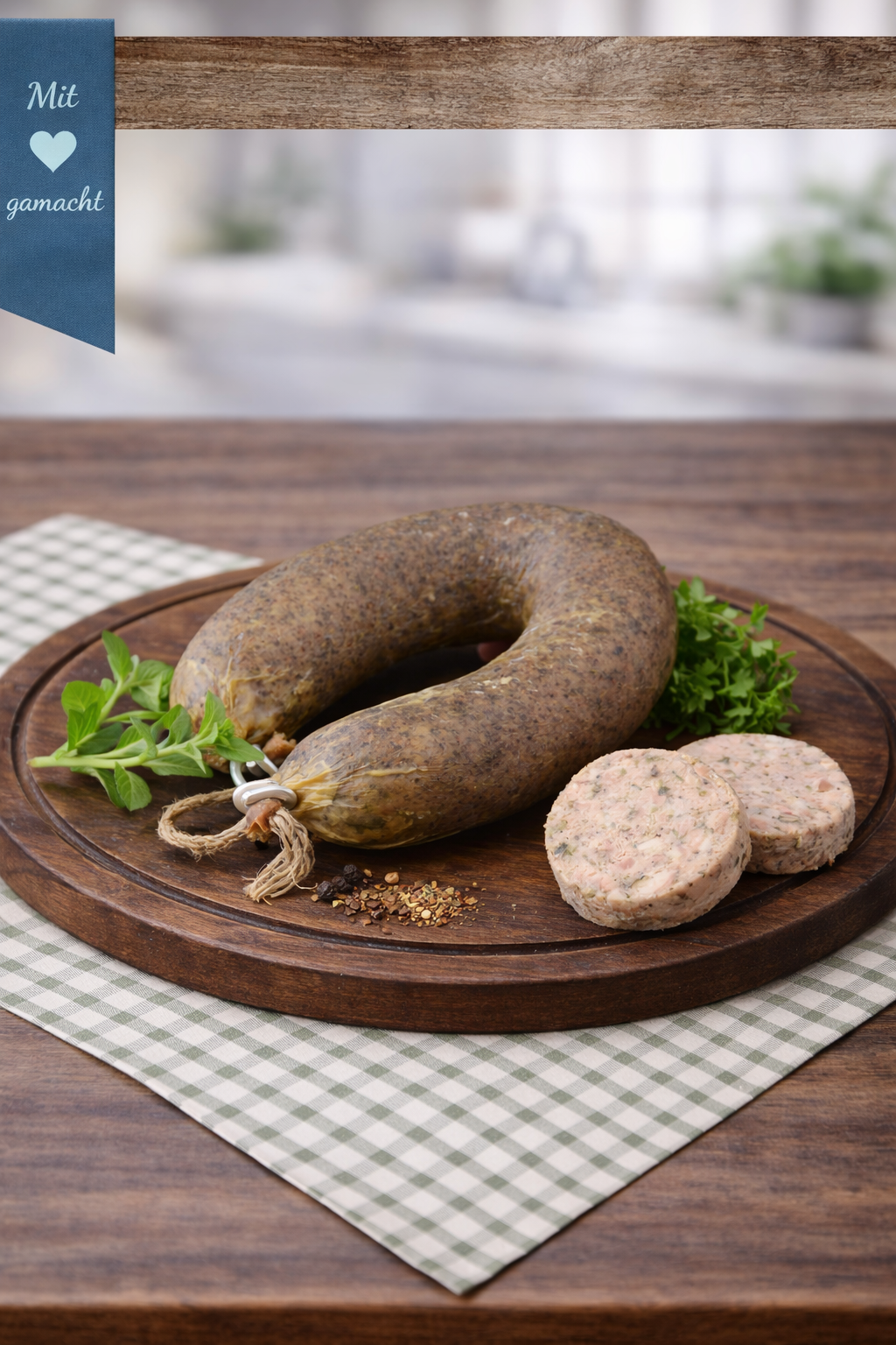 Kräuterleberwurst im Ring