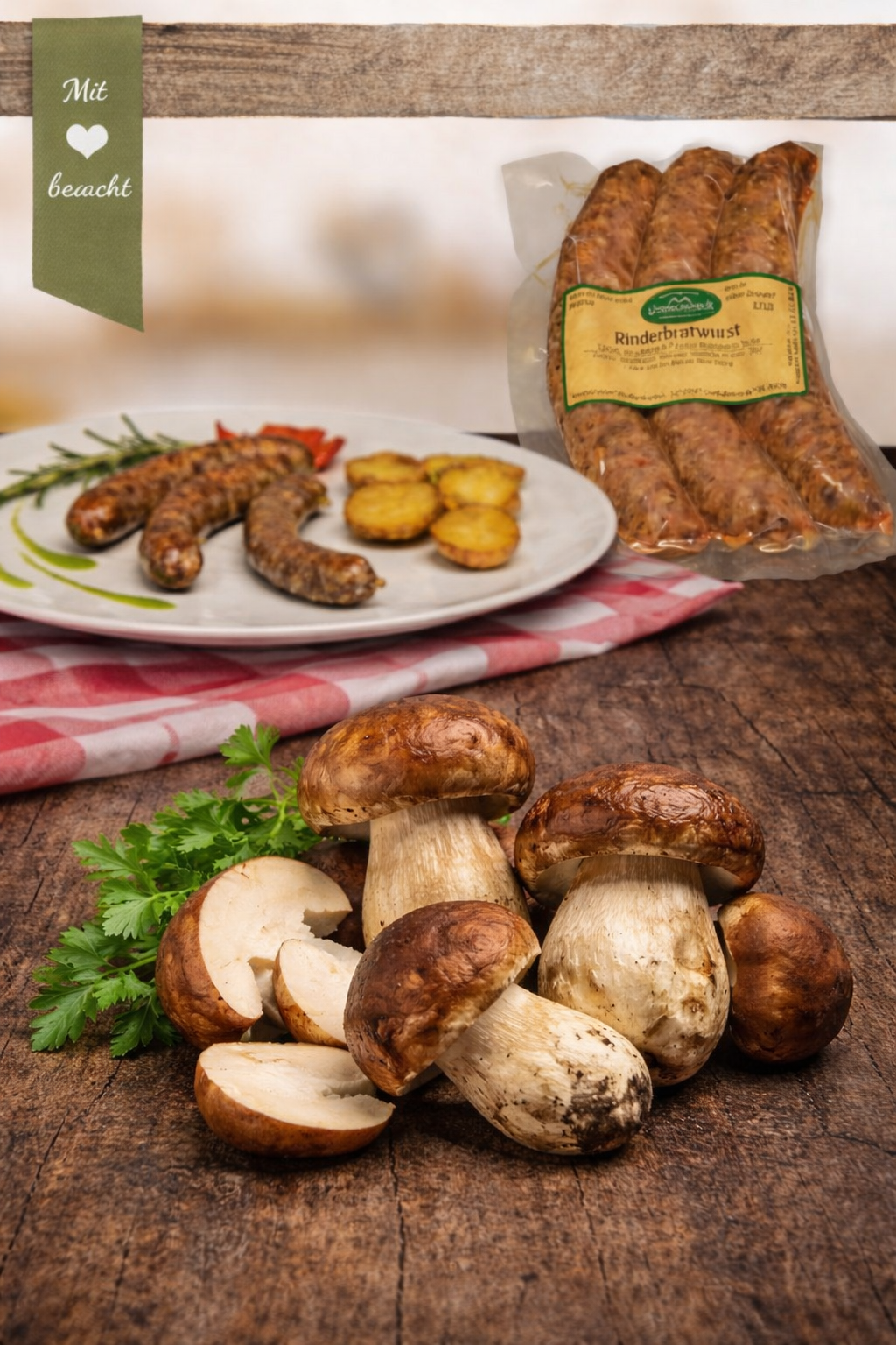 Rinder-Bratwurst mit Steinpilzen u. Rosmarin * 3erPck *